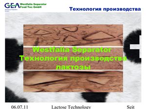 Презентация Технология производства лактозы (от Westfalia Separator)