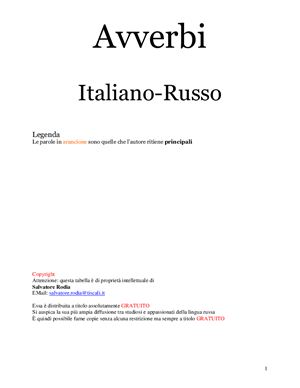 Avverbi. Italiano-Russo (tabella). Наречия (таблица)