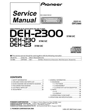 Автомагнитола PIONEER DEH-2300 DEH-230 DEH-23