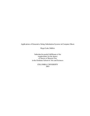 DuBois, Roger Luke: Applications of Generative String-Substitution Systems in Computer Music (dissertation)