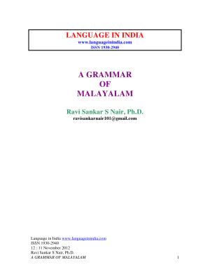 Nair S. Ravi Sankar. A Grammar of Malayalam