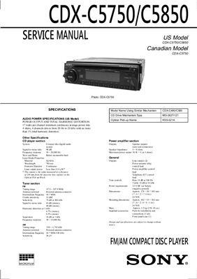 Автомагнитола SONY CDX-C5750/C5850