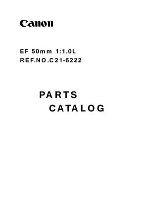 Объективы Canon EF 50mm 1: 1.0L Каталог Деталей (C21-6222)