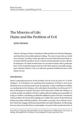 Pitson Tony, The Miseries of Life: Hume and the Problem of Evil