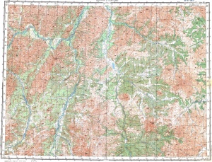 Топографическая карта P-57-V, VI верховья реки Парень (2км)