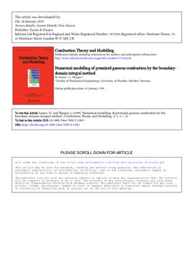 Review articles on the study of combustion. Combustion Theory and Modelling. Volumes Part 3 1-13 [1997-2009]