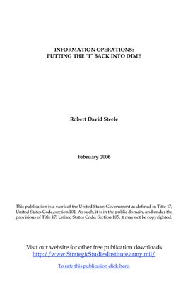 Steele Robert David. Information operations: putting the Iback into dime