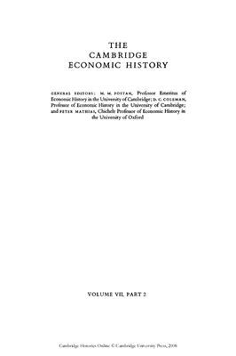 Mathias P., Postan M.M. The Cambridge Economic History of Europe, Volume 7, Part 2: The Industrial Economies: Capital, Labour and Enterprise, the United States, Japan and Russia