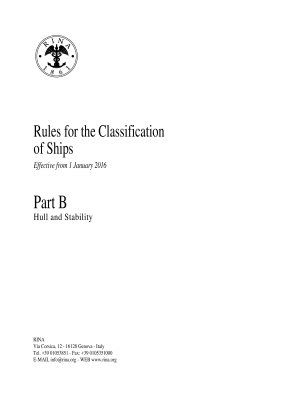 RINA. Rules for the Classification of Ships. Part B Hull and stability