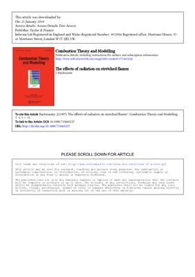 Review articles on the study of combustion. Combustion Theory and Modelling. Volumes Part 1 1-13 [1997-2009]