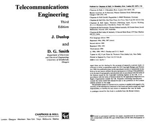 Dunlop J., Smith D. Telecommunications Engineering