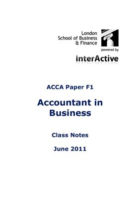ACCA F1 Class notes Accountant in Business