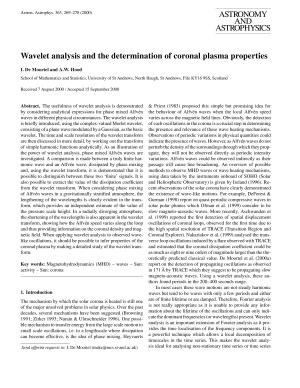 De Moortel I., Hood A.W. Wavelet analysis and the determination of coronal plasma properties