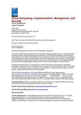 Rittinghouse J.W., Ransom J.F. Cloud Computing - Implementation, Management, and Security