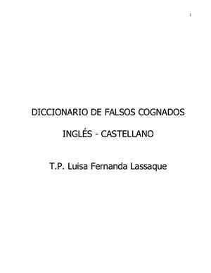 Lassaque Luisa Fernanda. Diccionario de falsos cognados inglés-castellano