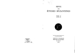 Revue des études Byzantines 1982 №40