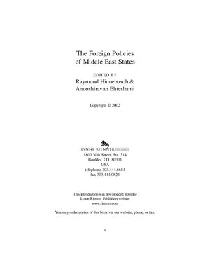 Hinnebusch Raymond &amp; Ehteshami An. The Foreign Policies of Middle East States