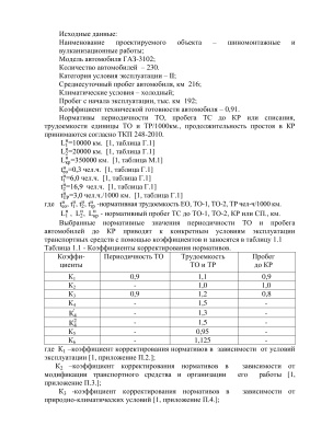 Расчет годовой трудоемкости шиномонтажных и вулканизационных работ автомобиля ГАЗ - 3102