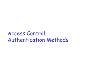 Access Control. Authentication Methods