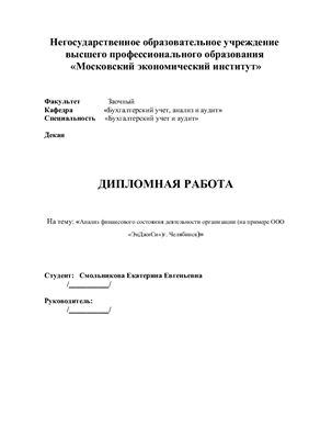 Анализ финансового состояния деятельности организации (на примере ООО ЭнДжиСи) г. Челябинск
