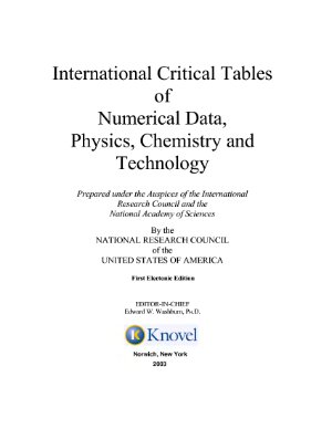 Washburn E.W. (ed) International Critical Tables of Numerical Data, Physics, Chemistry and Technology, vol. 1-7 and Index
