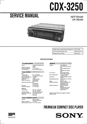 FM/MW/LW компакт диск плеер SONY CDX-3250