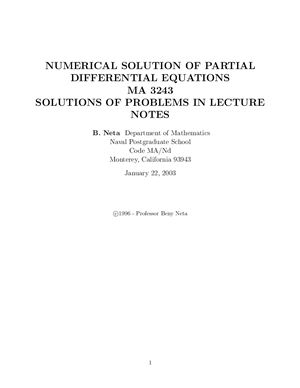 Neta B. Numerical Solution of Partial Differential Equations: Solutions of Problems in Lecture Notes