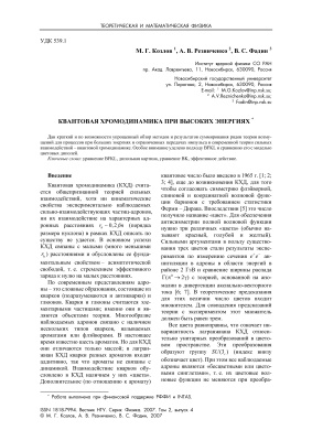 Фадин В.С. и др. Квантовая хромодинамика при высоких энергиях