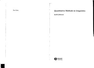 Johnson K. Quantitative Methods in Linguistics