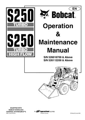 Bobcat S250 Operation & Maintenance Manual - Руководство по эксплуатации мини погрузчика