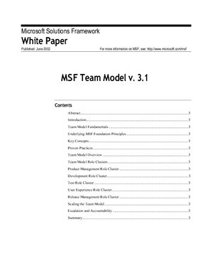 MSF Team Model v. 3.1