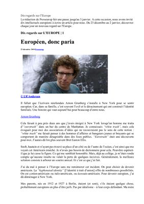 Dix regards sur l'Europe. Статьи для реферирования. Уровень - III-V курсы факультетов иностранных языков