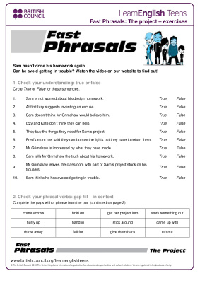 Fast phrasals, The project Exercises