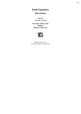 Fennema O.R. (ed.) Food Chemistry