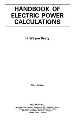 Wayne Beaty H. Handbook of Electric Power Calculations