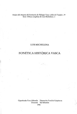 Michelena Luis. Fonética histórica vasca