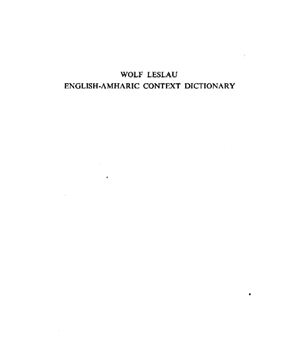 Leslau W. English-Amharic Context Dictionary