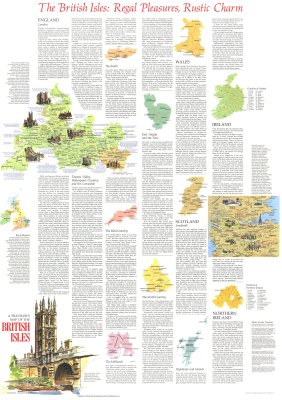 British Isles. National Geographic. A Traveller's Map Of The British Isles. 1974 Part2