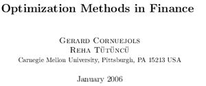 Cornuejols G., Tutuncu R. Optimization Methods in Finance