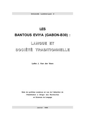 Van der Veen L.J. Les Bantous Eviya (Gabon-B30). Langue et société traditionnelle