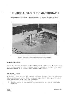 Hewlett-Packard 5890A Gas Chromatograph Shelf Reference Manual