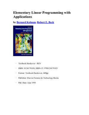 Kolman B., Beck R.E. Elementary Linear Programming with Applications