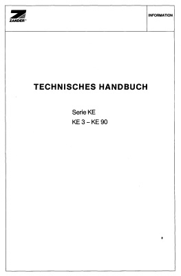 ZANDER TECHNISCHES HANDBUCH, Serie KE: KE3-KE90