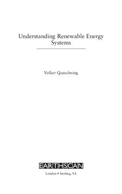 Quaschning V. Understanding Renewable Energy Systems