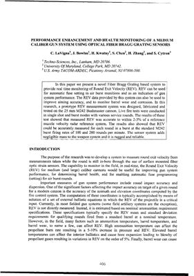 LaVigna C., Bowlus J., Kwatny H., Chen S., Zhang H., Cytron S. Performance enhancement and health monitoring of a medium caliber gun system using optical fiber bragg grating sensors