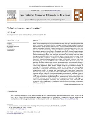 Berry J.W. Globalisation and acculturation