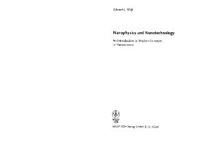 Wolf E.L. Nanophysics and Nanotechnology: An Introduction to Modern Concepts in Nanoscience