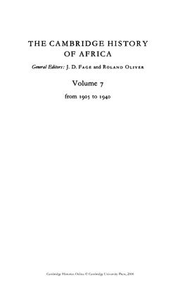 Roberts A.D. The Cambridge History of Africa, Volume 7: from 1905 to 1940