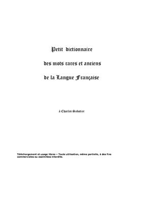 Méral D. Petit dictionnaire des mots rares et anciens de la langue française