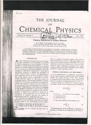 White W.B., Johnson S.M., Dantzig G.B. Chemical equilibrium in complex mixtures